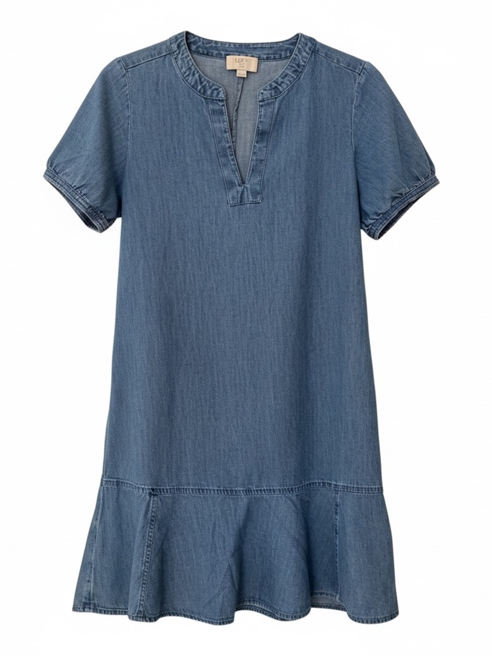 LOFT Denim Ruffle Hem Dress - Picture 2 of 9